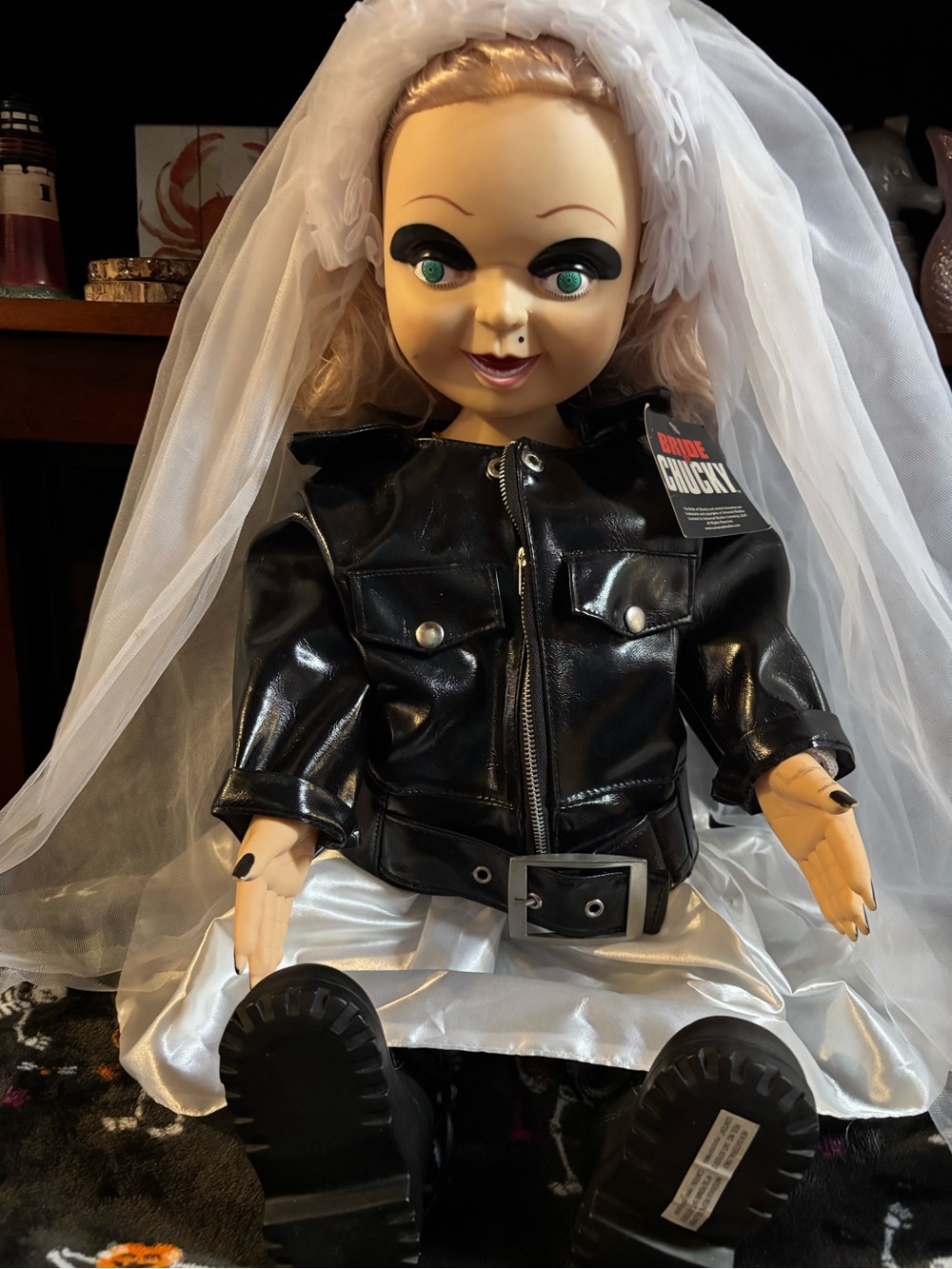 Bride of Chucky Collectible Doll in Black Jacket and White Dress